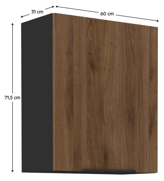 Dulap superior de bucătărie Monzesa 60 G 72 1F (nuc okapi + negru) . 1096950