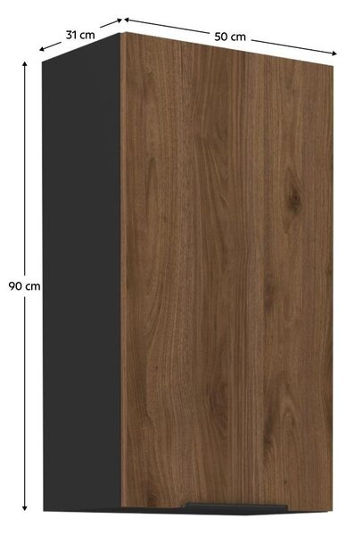 Dulap superior de bucătărie Monzesa 50 G 90 1F (nuc okapi + negru) . 1096960