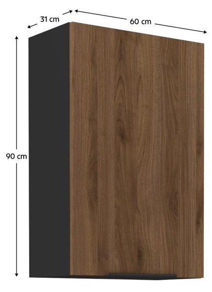 Dulap superior de bucătărie Monzesa 60 G 90 1F (nuc okapi + negru) . 1096952