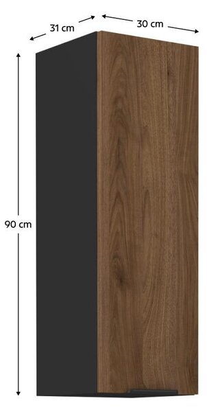 Dulap superior de bucătărie Monzesa 30 G 90 1F (nuc okapi + negru) . 1096967
