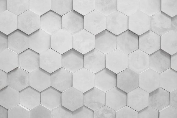 Fototapet Hexagoane albe pe un perete, Fototapet geometric 3D, Fototapet populare, u97132 - Tapeko.ro