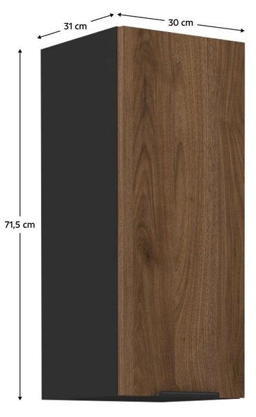 Dulap superior de bucătărie Monzesa 30 G 72 1F (nuc okapi + negru) . 1096966