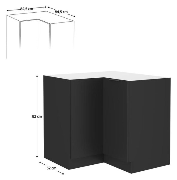 Dulap inferior de bucătărie, de colț Sobera 90x90 DN 2F BB (Negru) . 1096992