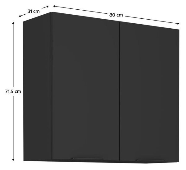 Dulap de bucătărie superior Sobera 80 G 72 2F (negru). 1096994