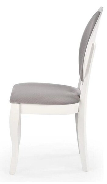 Scaun alb cu gri VELO, gri/alb, stofa catifelata/lemn, 44x53x96 cm