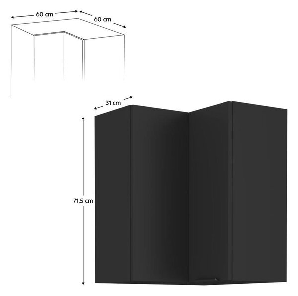 Dulap de bucătărie superior pe colț Sobera 60x60 GN 72 2F (negru). 1097002