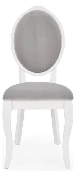 Scaun alb cu gri VELO, gri/alb, stofa catifelata/lemn, 44x53x96 cm
