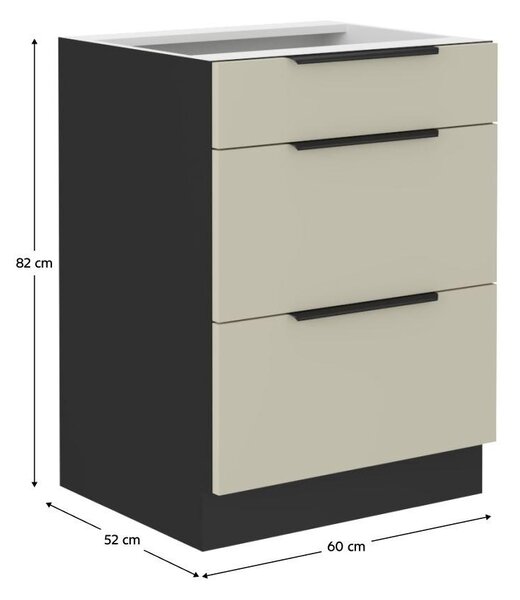 Dulap de bucătarie inferior Arikona 60 D 3S BB (cașmir + negru). 1097031
