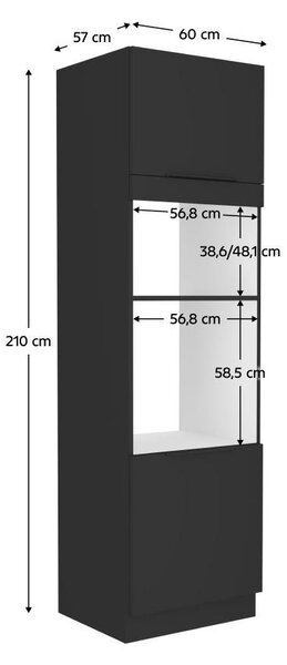 Dulap înalt pentru cuptor încorporat și cuptor cu microunde Sobera 60 DPM 210 2F (negru . 1097020