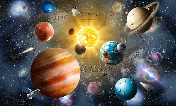 Fototapet Planete și stele în spațiu, Fototapet natură, Fototapet populare, u97222 - Tapeko.ro