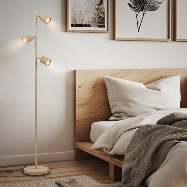 Briloner Lampadar Ida, bej, cu 3 becuri, înălțime 141 cm, GU10, Bej, Camera de zi / sufragerie, Metal, Modern