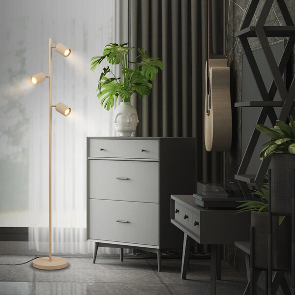 Briloner Lampadar Ida, bej, cu 3 becuri, înălțime 141 cm, GU10, Bej, Camera de zi / sufragerie, Metal, Modern