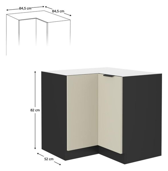Dulap inferior de bucătărie, de colț Arikona 90x90 DN 2F BB (cașmir + Negru) . 1097039