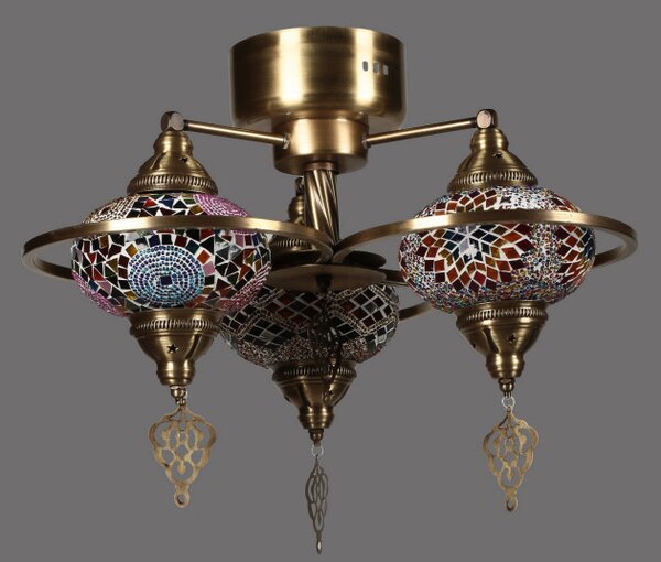 Lustra Yeni Macellan Mozaik Camlı 3 Lü - 7788-3 Multicolor
