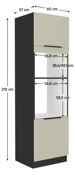 Dulap înalt pentru cuptor încorporat și cuptor cu microunde Arikona 60 DPM 210 2F (cashmir + negru . 1097070