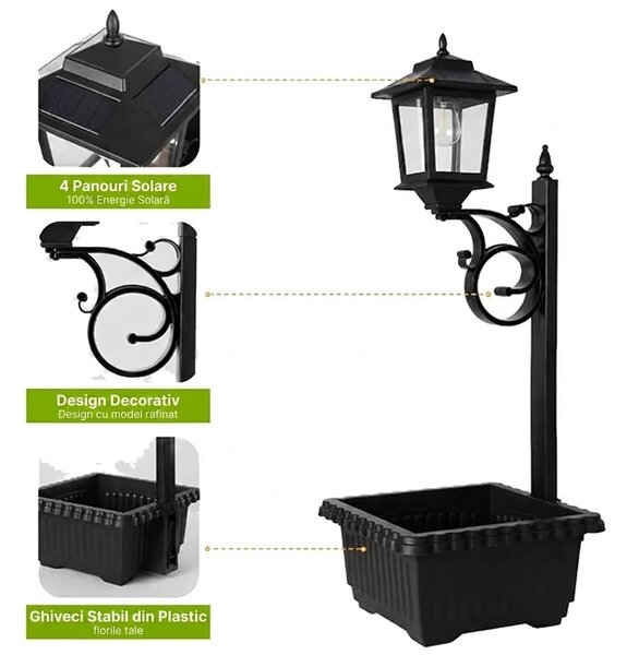 Bloomlamp™ Ghiveci De Flori Cu Felinar Solar