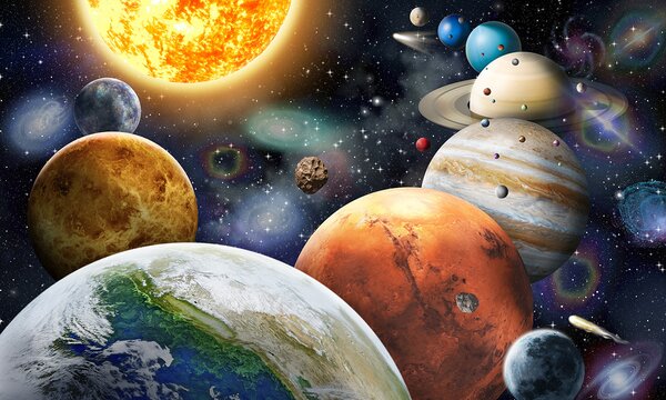 Fototapet Planete și stele în spațiu, Fototapet natură, Fototapet populare, u97422 - Tapeko.ro
