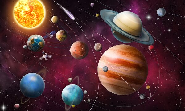 Fototapet Planete și stele în spațiu, Fototapet natură, Fototapet populare, u97423 - Tapeko.ro