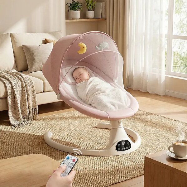 Balansoar Electric Cu Telecomandă Pentru Bebeluși Rockybaby™, Gri