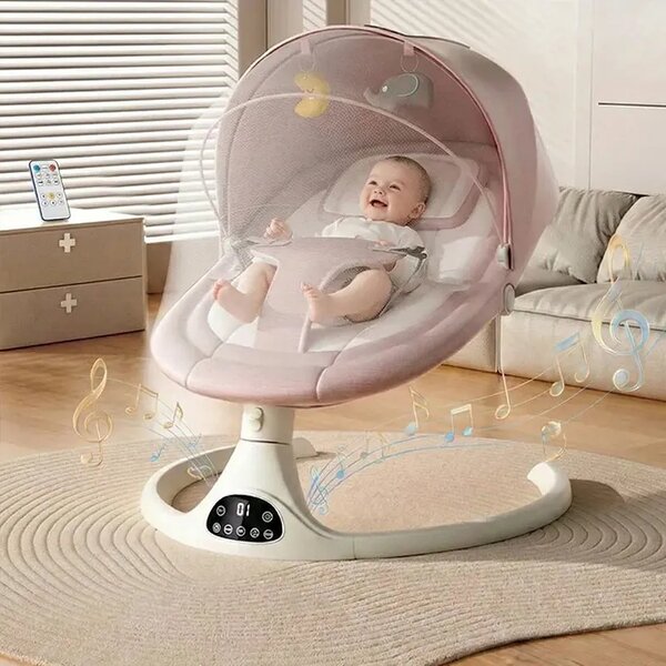 Balansoar Electric Cu Telecomandă Pentru Bebeluși Rockybaby™, Gri