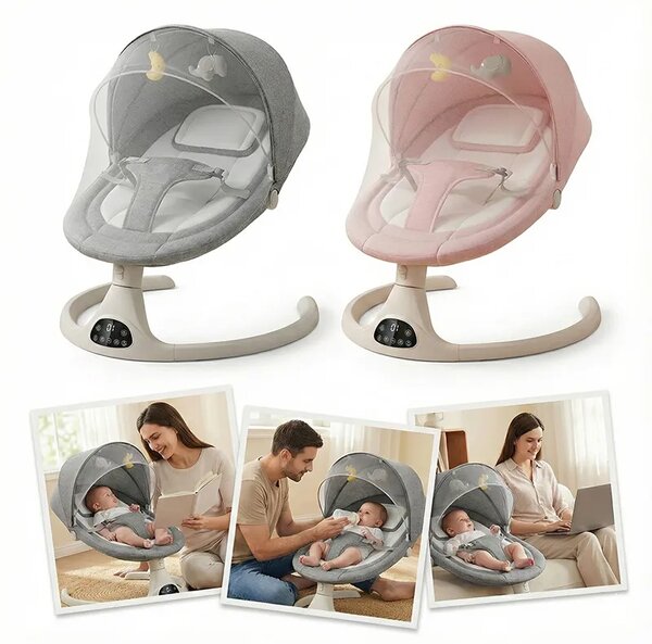 Balansoar Electric Cu Telecomandă Pentru Bebeluși Rockybaby™, Gri