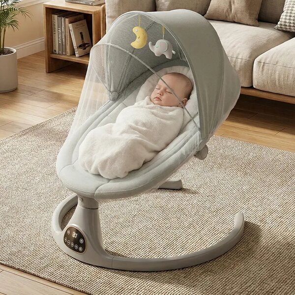 Balansoar Electric Cu Telecomandă Pentru Bebeluși Rockybaby™, Gri