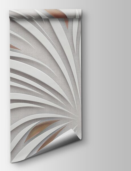 Fototapet Petale albe radiante cu accente metalice, Fototapet 3D, Fototapet populare, u06452v1 - Tapeko.ro