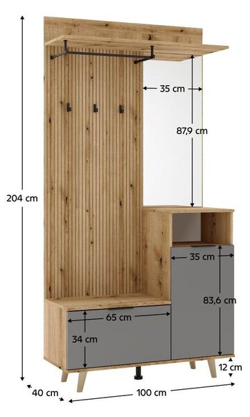 Mobilier hol Nadrano (stejar evoke + grafit) . 1097142