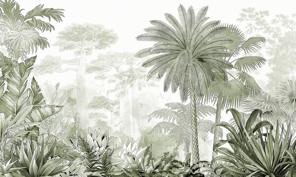 Fototapet Un grup de arbori și plante, Fototapet jungle, Fototapet populare, u59041v1 - Tapeko.ro