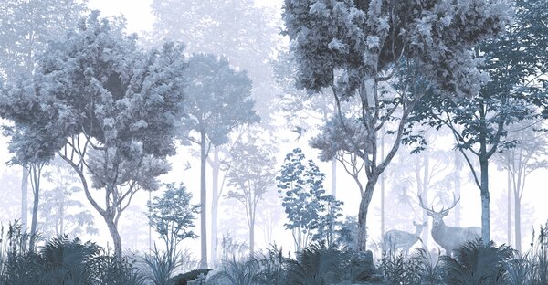 Fototapet O pădure cu copaci și plante, Fototapet pădure, Fototapet populare, u72134v1 - Tapeko.ro