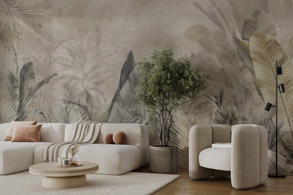 Fototapet Lucrare de artă elegantă cu design de frunze tropicale, Fototapet frunze, Fototapet populare, u71249 - Tapeko.ro