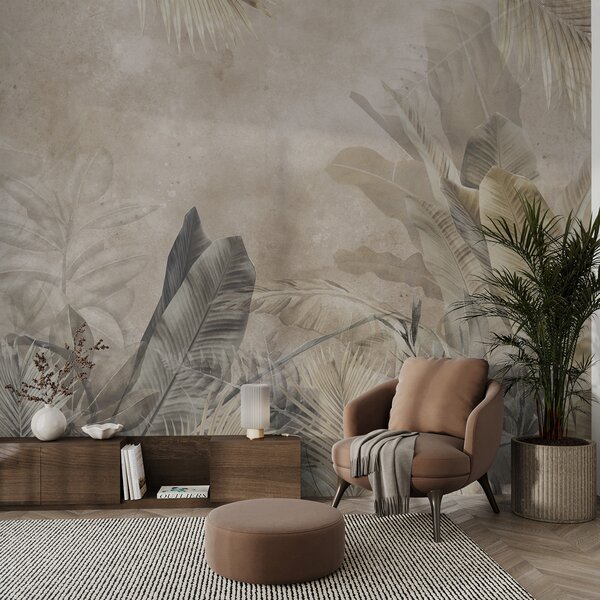 Fototapet Lucrare de artă elegantă cu design de frunze tropicale, Fototapet frunze, Fototapet populare, u71249 - Tapeko.ro