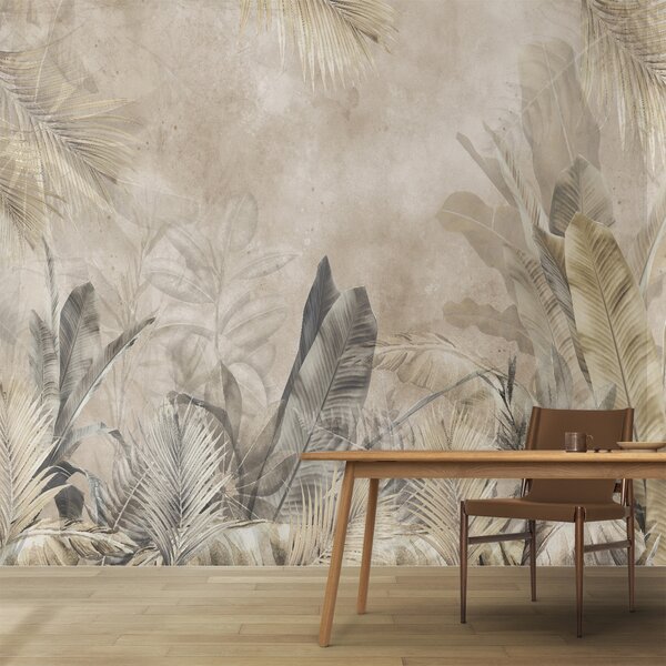 Fototapet Lucrare de artă elegantă cu design de frunze tropicale, Fototapet frunze, Fototapet populare, u71249 - Tapeko.ro