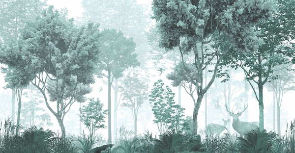 Fototapet O pădure cu copaci și plante, Fototapet pădure, Fototapet populare, u72134v3 - Tapeko.ro