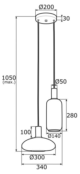 Lustră pe cablu SAGUNTO 2xE27/15W/230V alamă Argon 0896