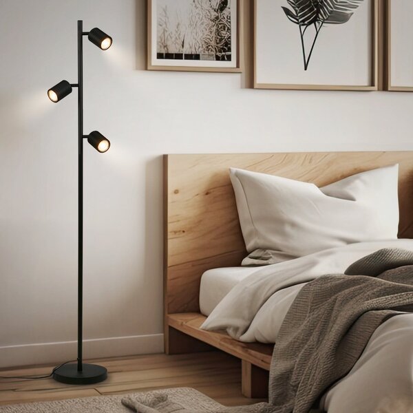 Briloner Lampadar Ida, negru, cu 3 becuri, înălțime 141 cm, GU10, Negru, Camera de zi / sufragerie, Metal, Modern