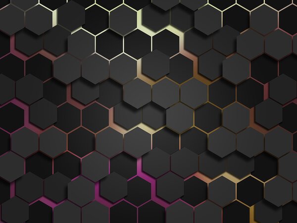 Fototapet Un grup de hexagoane negre, Fototapet 3D, Fototapet populare, u79935v3 - Tapeko.ro