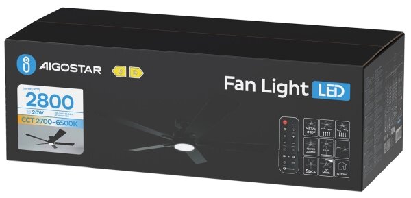 Ventilator LED dimabil de tavan Aigostar LED/20W/230V 2700-6500K 132 cm maro + telecomandă