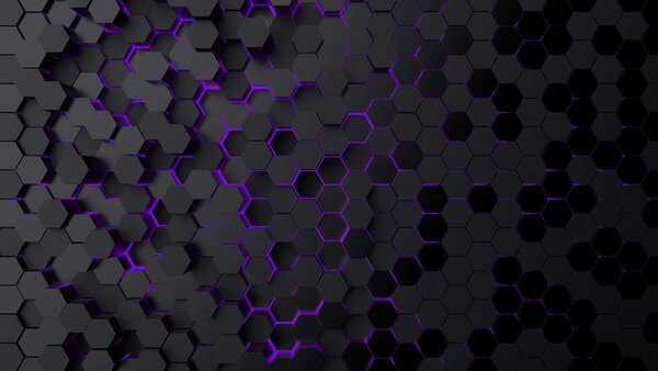 Fototapet Un hexagoane negru și violet, Fototapet geometric 3D, Fototapet populare, u93618v3 - Tapeko.ro