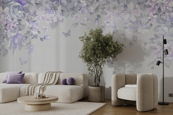 Fototapet Un design floral cu fluturi, Fototapet flori, Fototapet populare, u94295v3 - Tapeko.ro