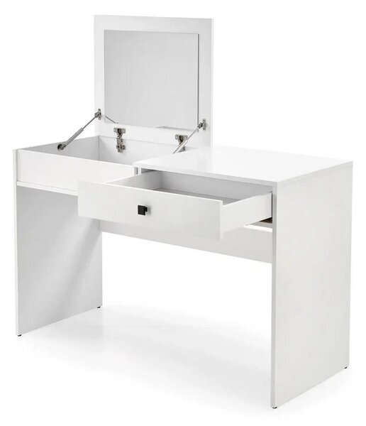 Masa de toaleta MEGAN, alb, PAL laminat, cu oglinda, 120x50x76 cm