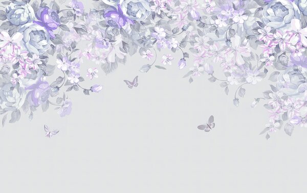Fototapet Un design floral cu fluturi, Fototapet flori, Fototapet populare, u94295v3 - Tapeko.ro