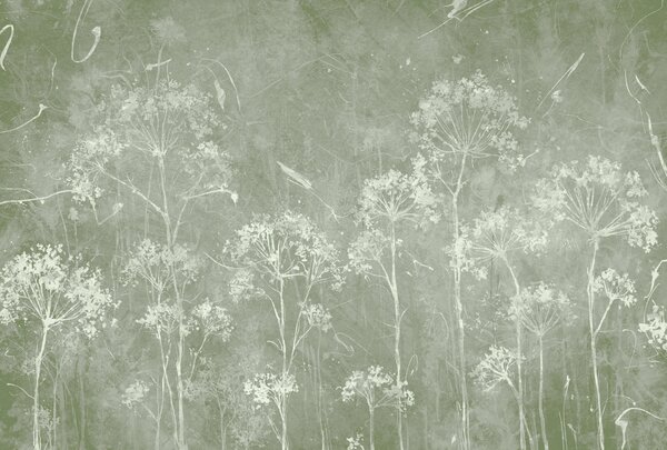 Fototapet O flori albe pe un fundal verde, Fototapet copii, Fototapet populare, u96551v1 - Tapeko.ro