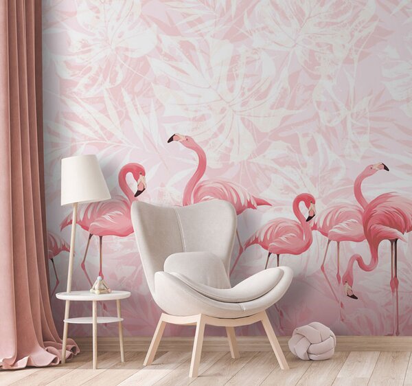 Fototapet Un grup de flamingo roz, Fototapet flamingo, Fototapet populare, u97217 - Tapeko.ro