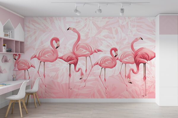 Fototapet Un grup de flamingo roz, Fototapet flamingo, Fototapet populare, u97217 - Tapeko.ro