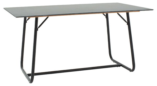 Masa Revello imitatie de piatra aspect marmura neagra - picior metal negru 150x90x75cm