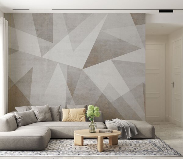 Fototapet Un fundal gri și alb cu triunghiuri, Fototapet geometrice, Fototapet populare, u97345 - Tapeko.ro