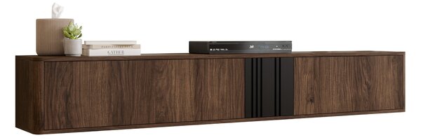 Comodă TV Oratio I, Nuc, Negru, MDF, PAL laminat, 30x190x31cm, 28 kg