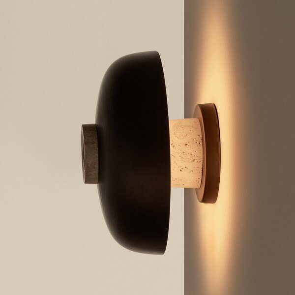 Audo Copenhagen Aplică de perete cu LED Reverse, nisip/bronz, Ø 24 cm, variator rotativ, reglabil, Bronz / Alamă Veche, Camera de zi / sufragerie, Aluminiu, Design