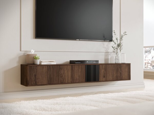 Comodă TV Oratio I, Nuc, Negru, MDF, PAL laminat, 30x190x31cm, 28 kg
